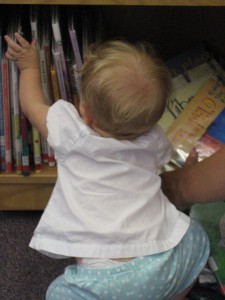 baby in library